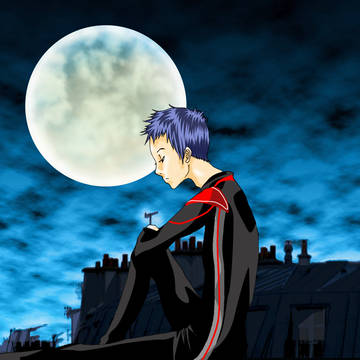 月夜の下で