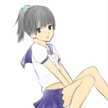 女子中学生(ポニーテールとシュシュ)