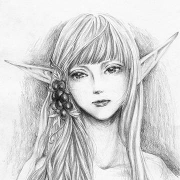 鉛筆画・エルフ