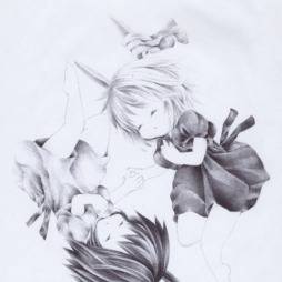 黒うさぎ 白うさぎのお昼寝