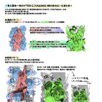 多人数がいる一枚絵の構図
