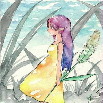 草むらのエルフの女の子