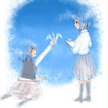 青に白を