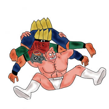 「48の殺人技の一つ！五所蹂躪絡み！キン肉バスター！！」