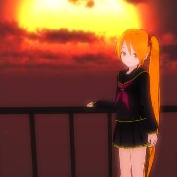 ネルと夕日