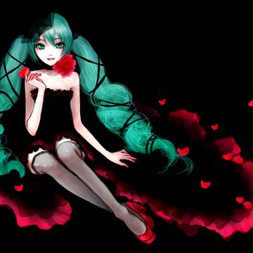 黒ドレスミク