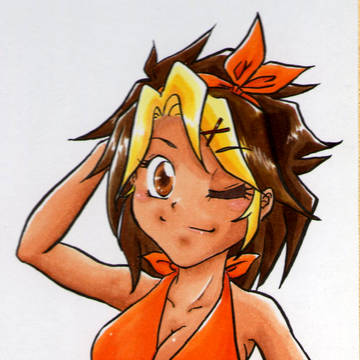 色紙　水着のおねぃちゃん