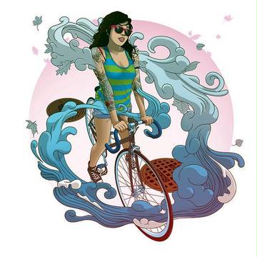 ロードバイクの女性