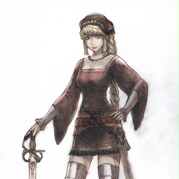 おさげの髪の女