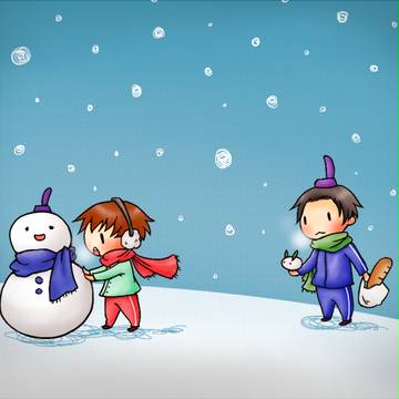 太子と妹子と雪だるまと雪ウサギ。そしてフランスパン。