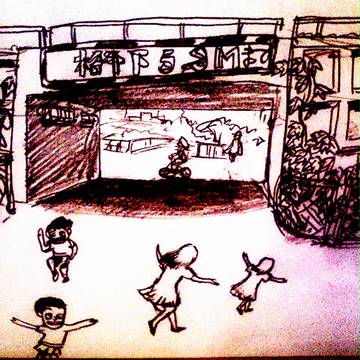 遊ぶ子供。夏の日。