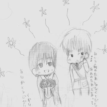 なんかお花が飛び交っている絵