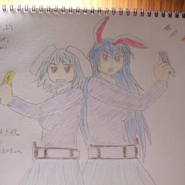 うどんげとレイセンをスケブに描いてみた