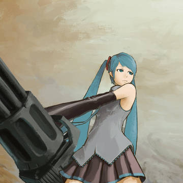 ミクとガトリングと荒野と砂嵐