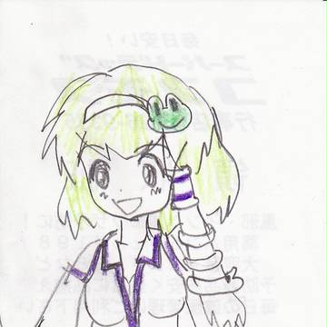 理想の早苗をレシートの裏に描いてみた。（ヘタです！）