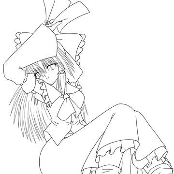 【初描き】貧乏巫女【線画】