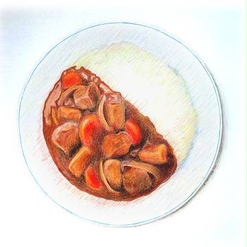 色鉛筆の習作－「カレーライス」
