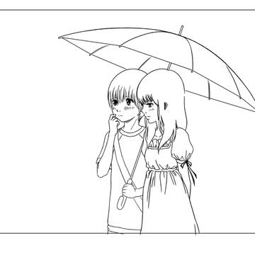 雨の中で…