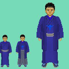 紬着物姿ドット絵(男物)
