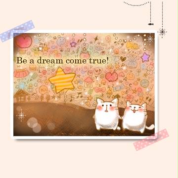 夢を空に描いたねこ