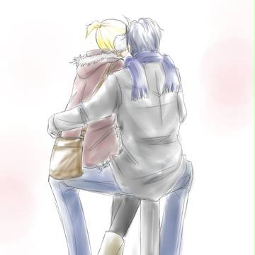 駅前にて