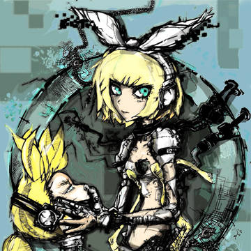 鏡音リンを描いてみた