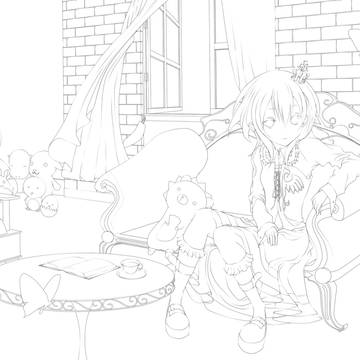 真里亞　線画