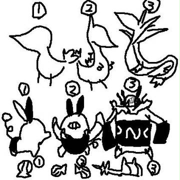 イッシュ御三家を簡単に描いてみる