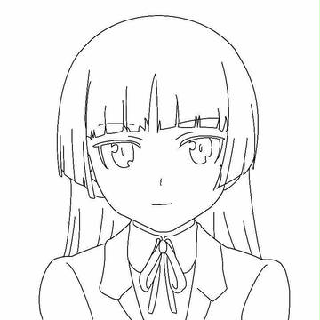 線画で描いた制服黒猫