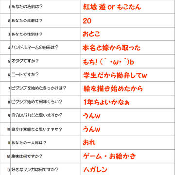 Pixivユーザーに100の質問