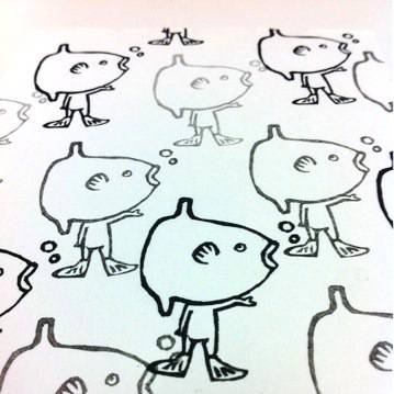 【消しゴムはんこ】ただいマンボウ
