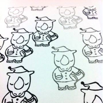 【消しゴムはんこ】おやすみなサイ