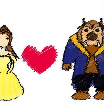 美女と野獣（落書き風）