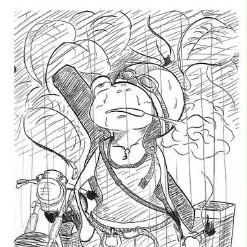 蛙と雨と煙