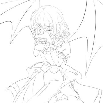 線画 おぜうさま泣かせてみた