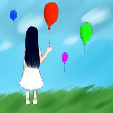 The girl and balloons