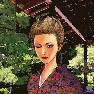 ウインクと着物女子