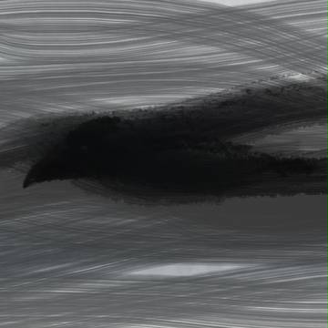 曇り空を飛ぶカラス