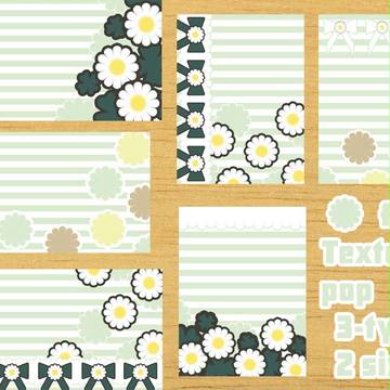 フリー素材　pop　花とボーダーとレース　テクスチャ　小説表紙