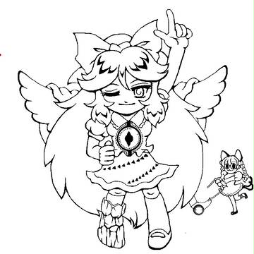 お空さん＆お燐ちゃん（線画）