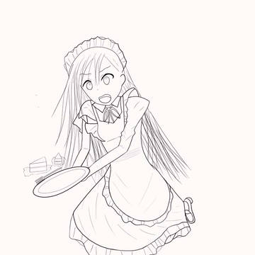 メイドさん　線画