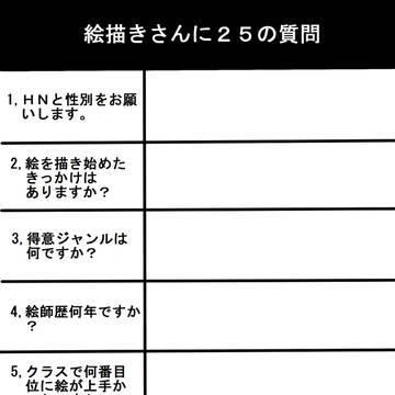【イメレス】絵描きさんに２５の質問
