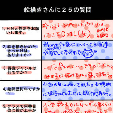 【見本】絵描きさんに２５の質問