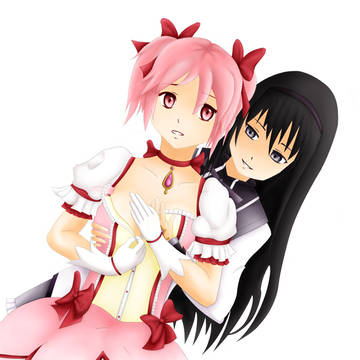 Madoka Kaname with Homura Akemi