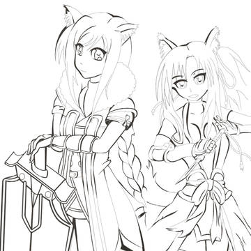 ユッキー&ダルキアン(線画)