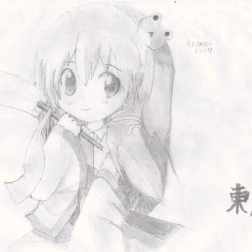鉛筆で早苗さん描いてみた。
