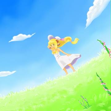 白いワンピと夏の青空
