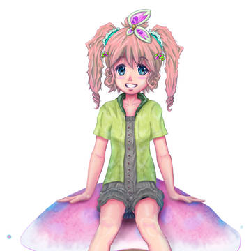 キノコに乗る女の子