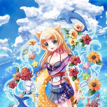 和風水着でネコミミっ!