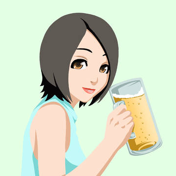 ビアジョッキ持ってる女性